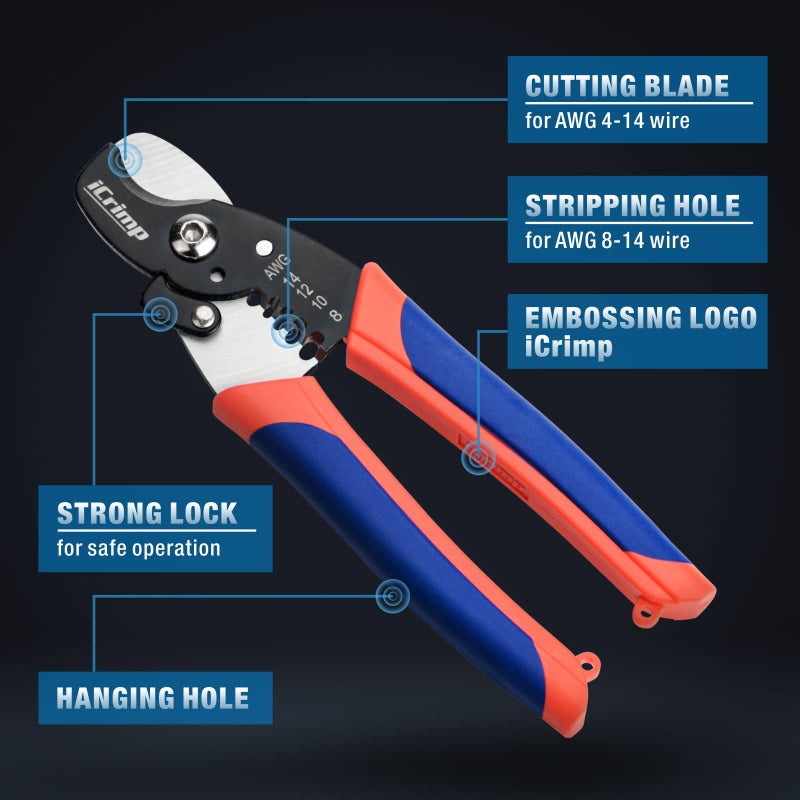 iCrimp Wire Stripper Cable Cutter 2 in 1 Multifunction Wire Cutting Tool Stripping Tool - Image 2
