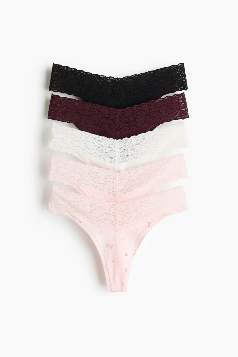 H&M 5-pack lace thong briefs