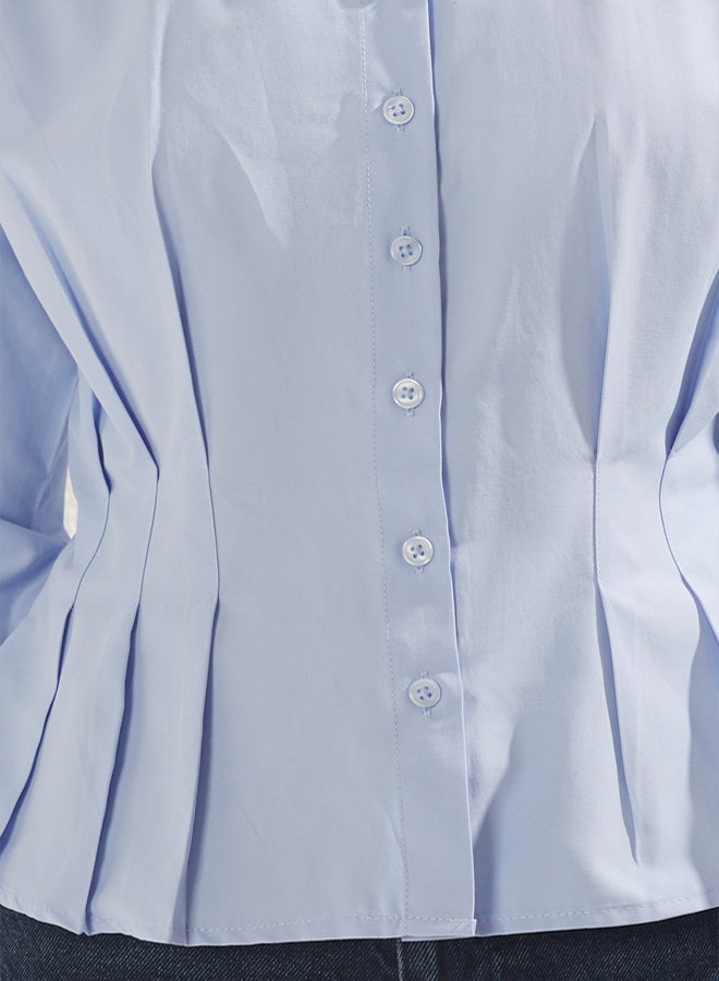trendyol Light Blue Fitted/Waist-Sit Woven Shirt - Image 3