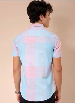 The Indian Garage Co Men Slim Fit Checkered Half Sleeves Cutaway Collar Casual Shirt  - Image 2