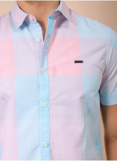 The Indian Garage Co Men Slim Fit Checkered Half Sleeves Cutaway Collar Casual Shirt  - Image 5