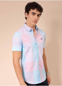 The Indian Garage Co Men Slim Fit Checkered Half Sleeves Cutaway Collar Casual Shirt  - Image 3
