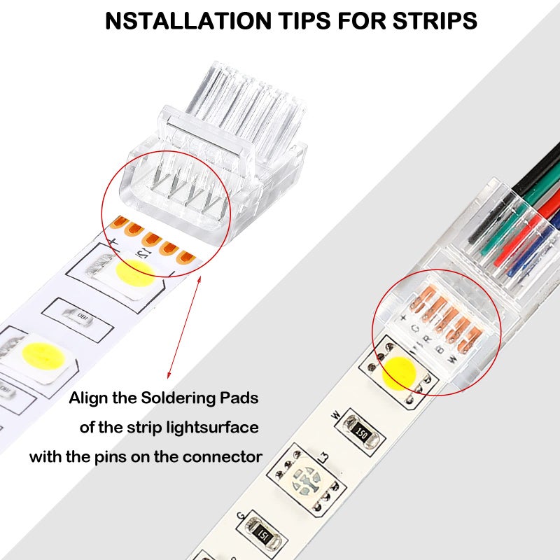 Flutesan 20 Pcs 5 Pin 12 mm LED Strip Connector RGB Lights Waterproof Adapter 22 Awg Wires Connector for Strip Light Unwired Gapless Track 5v 12v 24v - Image 5