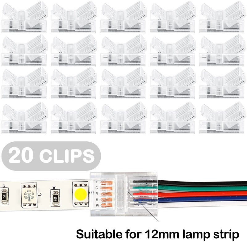 Flutesan 20 Pcs 5 Pin 12 mm LED Strip Connector RGB Lights Waterproof Adapter 22 Awg Wires Connector for Strip Light Unwired Gapless Track 5v 12v 24v - Image 2