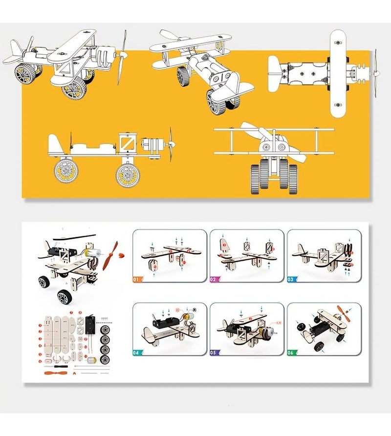 طقم نموذج طائرة خشبية صغيرة قابلة للتجميع (DIY) - أداة تعليمية لتجارب الفيزياء العلمية وتطوير المهارات اليدوية - للمعلمين ومنصات التعلم (STEAM) - Image 5