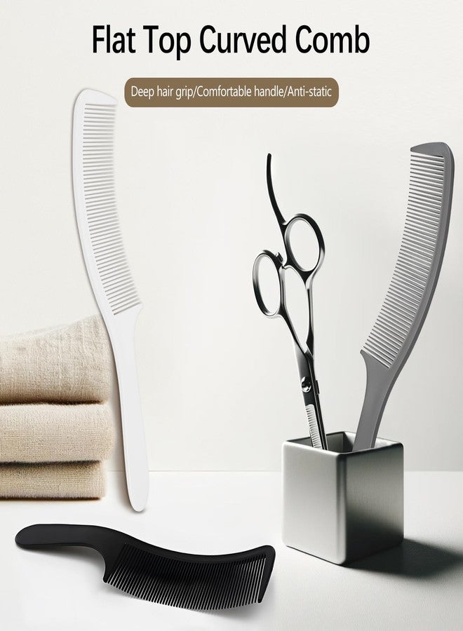 Kootinn 3-Piece Curved Barber Clipper Comb Set in Black, White, Grey: Perfect for Professional Haircuts and Styling, Ergonomic Flat Top Design - Image 2