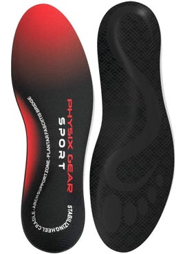 Physix Gear Sport Physix Gear Orthotic Insoles for Men & Women - Arch Support Orthotics Insole, Orthopedic Insoles, Inserts for Men & Women, Foot Insoles for Plantar Fasciitis Comfort, Shoe Insert, Feet, Red/Black, M 