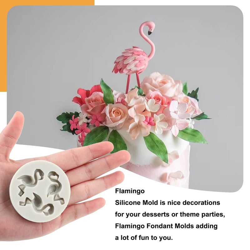 Sijiangmold Flamingo Tropical Leaf Silicone Mold Plumeria Hibiscus Flower Fondant Molds Pineapple Chocolate Molds For Cake Decoration Cupcake Topper Candy Polymer Clay Chocolate Gum Paste Set of 6 - Image 3