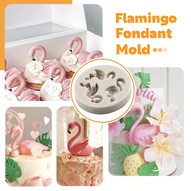 Sijiangmold Flamingo Tropical Leaf Silicone Mold Plumeria Hibiscus Flower Fondant Molds Pineapple Chocolate Molds For Cake Decoration Cupcake Topper Candy Polymer Clay Chocolate Gum Paste Set of 6 - Image 4