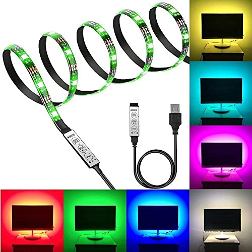 Desidiya® USB 5V 5050 RGB LED Flexible Strip Light Multi-Color Changing Lighting Kit, TV Background Lighting with Mini Controller for TV PC Laptop Bias Lighting (1 Meter for TV's 40-49") - Image 3