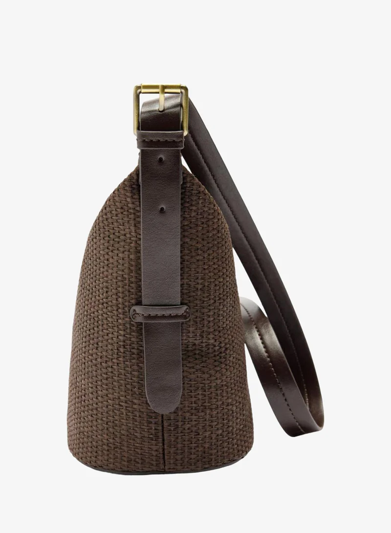 PARFOIS Shoulder Bag With Straw Effect And Pendant