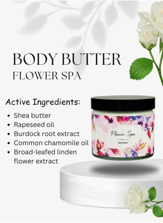 Soap&Friends Flower Scent 250ml Body Butter, 250ml Body Scrub & 130g Soap Bar, Set of 3 Nourishing Skincare Gift for Women  - Image 2