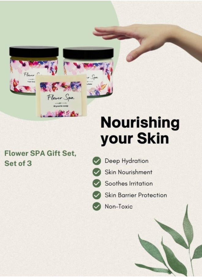 Soap&Friends Flower Scent 250ml Body Butter, 250ml Body Scrub & 130g Soap Bar, Set of 3 Nourishing Skincare Gift for Women  - Image 5