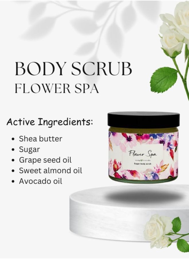 Soap&Friends Flower Scent 250ml Body Butter, 250ml Body Scrub & 130g Soap Bar, Set of 3 Nourishing Skincare Gift for Women  - Image 3