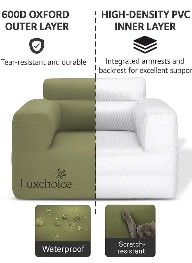 Luxchoice Inflatable Couch with Built-in Pump Durable Blow Up Sofa Chair for Adults Portable Camping Couch Waterproof Inflatable Furniture for Outdoor Beach Home Festivals Backyard Party - Image 3