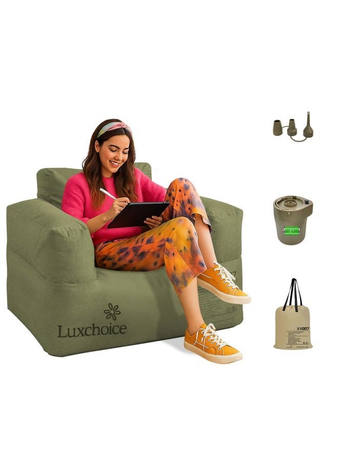 Luxchoice Inflatable Couch with Built-in Pump Durable Blow Up Sofa Chair for Adults Portable Camping Couch Waterproof Inflatable Furniture for Outdoor Beach Home Festivals Backyard Party - Image 1