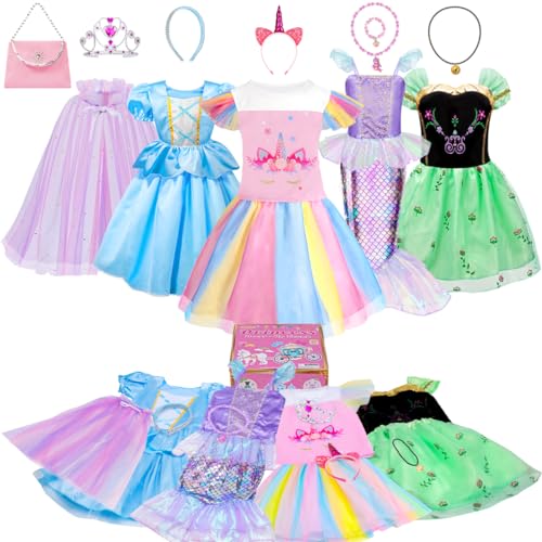 Meland Princess Dress Up for Girls Dress Up Clothes for Little Girls with Cape Princess Toys for Girls Age 3456 Year Old Christmas Birthday Gift for Toddler Girls Halloween Role Play - Image 1