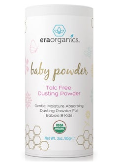 Era Organics USDA Organic Baby Powder Talc-Free Dusting Powder - Soothing Organic Arrowroot, Calendula and Cornstarch Baby Powder for Newborn, Babies and Toddlers - Made in USA - 3oz/85g  - Image 1