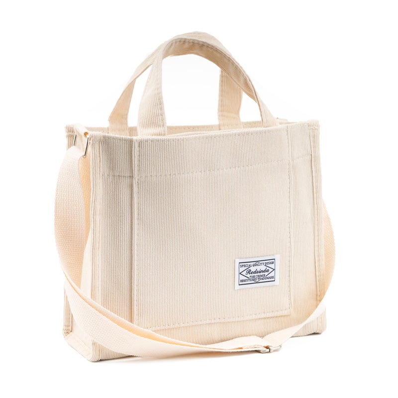 REDSINDA Aesthetic Corduroy Tote Bag - Small Vintage Women's Crossbody Square Handbag - Everyday Mini Travel Shoulder Bag (Beige) - Image 2