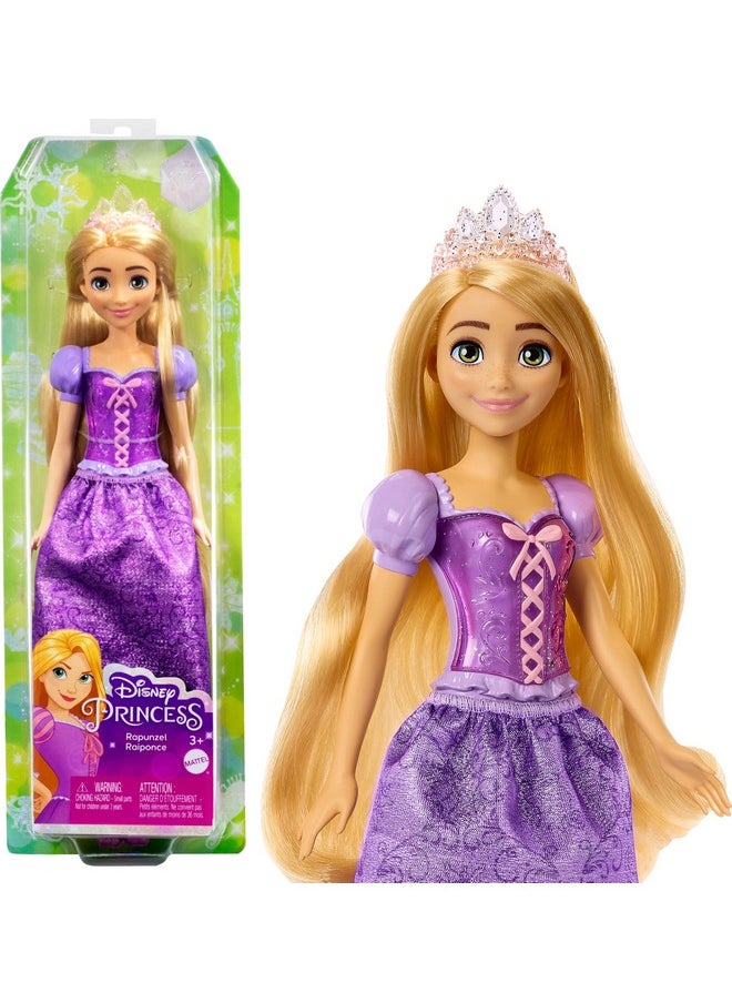 Mattel Games Disney Princess Rapunzel Fashion Doll Sparkling Look With Blonde Hair Blue Eyes & Tiara Accessory  - Image 2