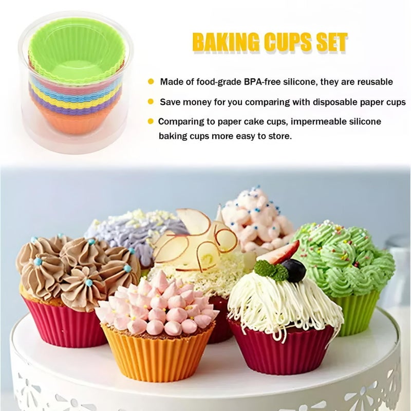 Pack of 12 Silicone Cupcake Baking Cups, Reusable & Non-stick Muffin Cupcake (M7) - Image 2