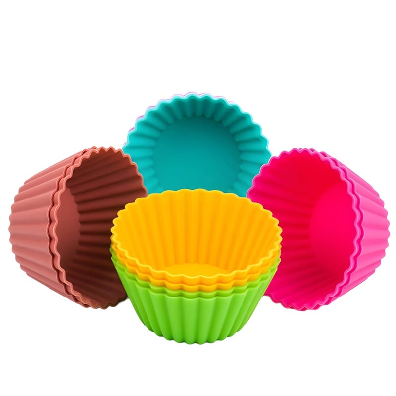 Pack of 12 Silicone Cupcake Baking Cups, Reusable & Non-stick Muffin Cupcake (M7) - Image 1