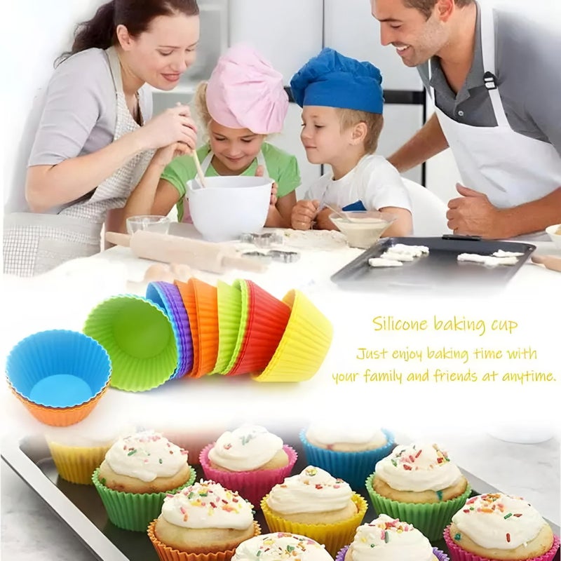 Pack of 12 Silicone Cupcake Baking Cups, Reusable & Non-stick Muffin Cupcake (M7) - Image 4