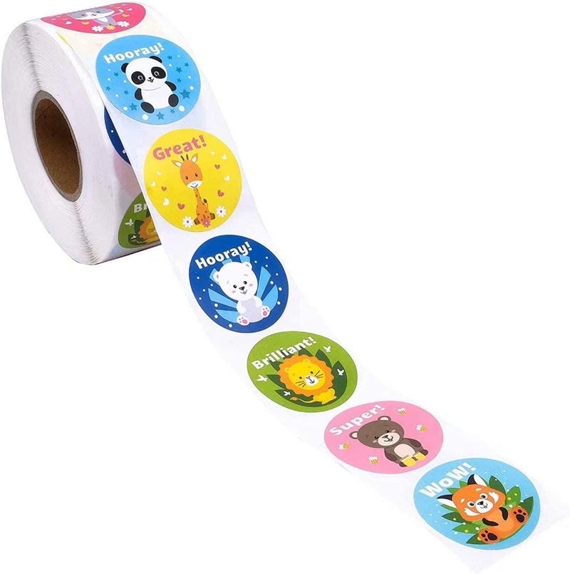 شواي 500 ملصق تحفيزي للمعلمين للأطفال، ملصقات ترويجية لتحفيز سلوك الأطفال، مقاس 1 بوصة، ملصقات حيوانات لطيفة، 8 تصاميم، 500 ملصق - Image 3