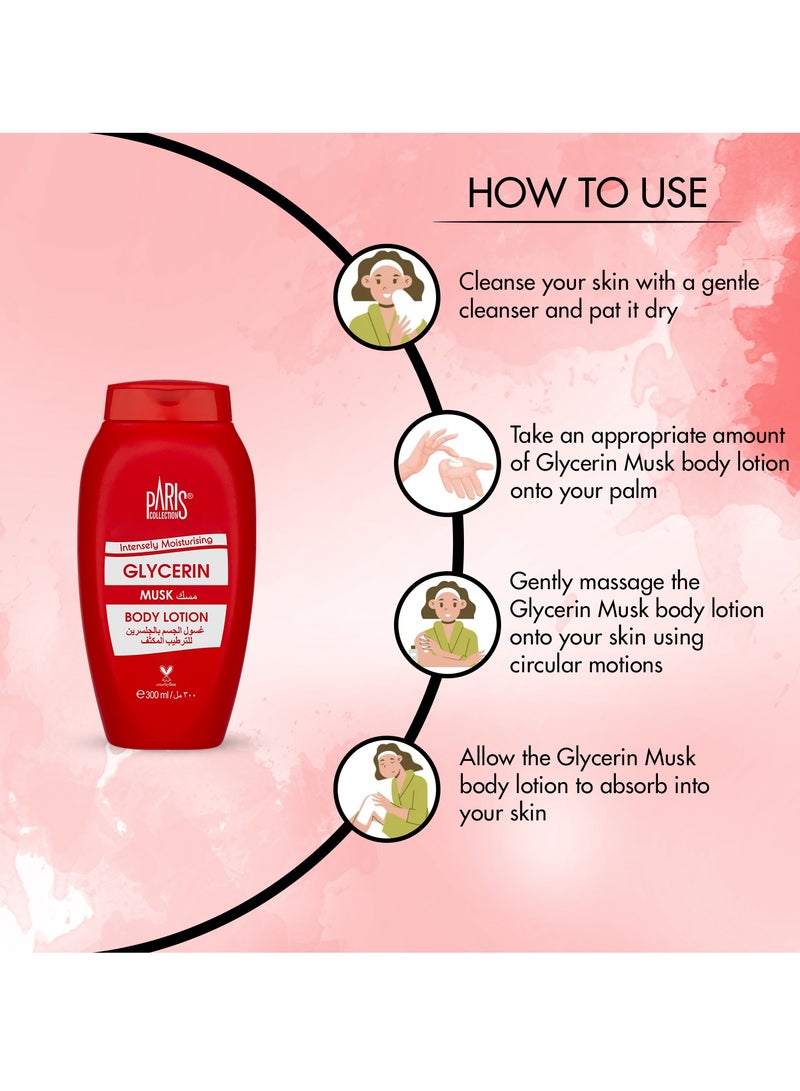 Paris Collection Glycerin Musk Body Lotion Unisex 300ml - Image 2