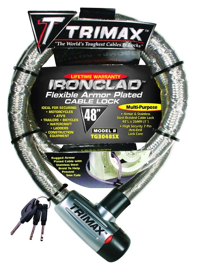 Trimax TG3048SX Supermax Security Armor Plated 48" x 26mm Stainless Steel Locking Cable - Image 1