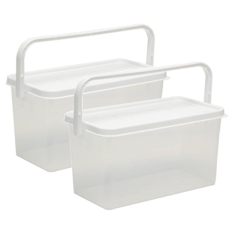 Gluman Polypropylene Pick N Carry Multipurpose Storage Box With Lid 33 Litre 100 Food Grade Dishwasher Safe Freezer Safe Recyclable WhitePack of 2 - Image 1