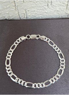 Al Kasr Jewelry Contemporary Link Bracelet - Sterling Silver 925 - Plated Rhodium White Gold 18K - 21cm x 7mm - Modern and Durable - Available in Multiple Sizes  - Image 1