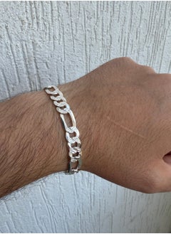 Al Kasr Jewelry Contemporary Link Bracelet - Sterling Silver 925 - Plated Rhodium White Gold 18K - 21cm x 7mm - Modern and Durable - Available in Multiple Sizes  - Image 2