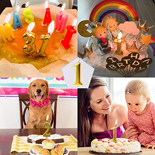 XNOVA Gold Number Candles Numbers 1st One Number 1 Champagne Candle Glitter Happy Birthday Numeral Cake Topper Decoration for Adults/Kids Party Old Birthday Candle 16 18 10 13 14 12 21 31 11 19 - Image 4