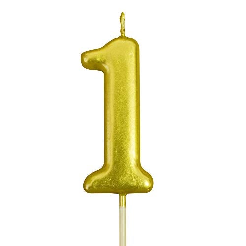 XNOVA Gold Number Candles Numbers 1st One Number 1 Champagne Candle Glitter Happy Birthday Numeral Cake Topper Decoration for Adults/Kids Party Old Birthday Candle 16 18 10 13 14 12 21 31 11 19 - Image 1