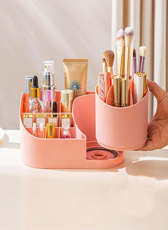 VRUKSH ENTERPRISES Plastic Cosmetics Storage Box, Dresser Desktop Organizer, Large Capacity, Rotating Pen Holder, Makeup Brush, Eye Shadow, Lipstick Rack - Image 2