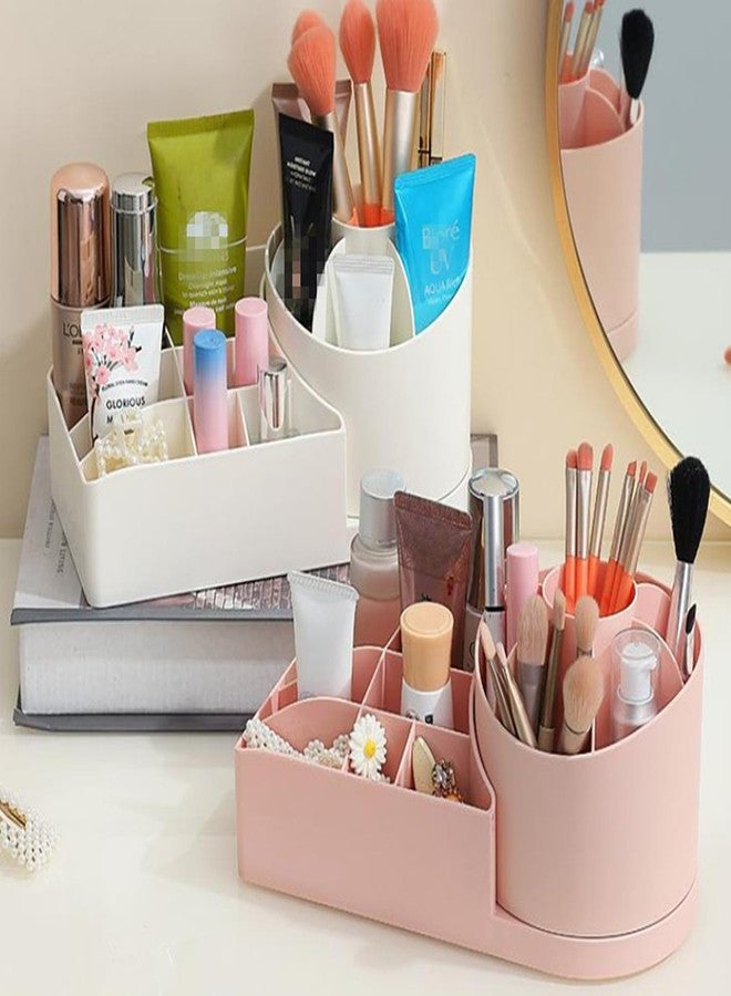 VRUKSH ENTERPRISES Plastic Cosmetics Storage Box, Dresser Desktop Organizer, Large Capacity, Rotating Pen Holder, Makeup Brush, Eye Shadow, Lipstick Rack - Image 3