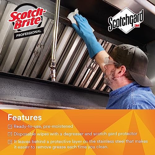 3M Scotch-Brite Stainless Steel Hood Degreaser Wipes with Scotchgard Protector  Appliances  Fridge  Fryer  Exhaust Range Hood  Dishwasher  Sink - Image 4