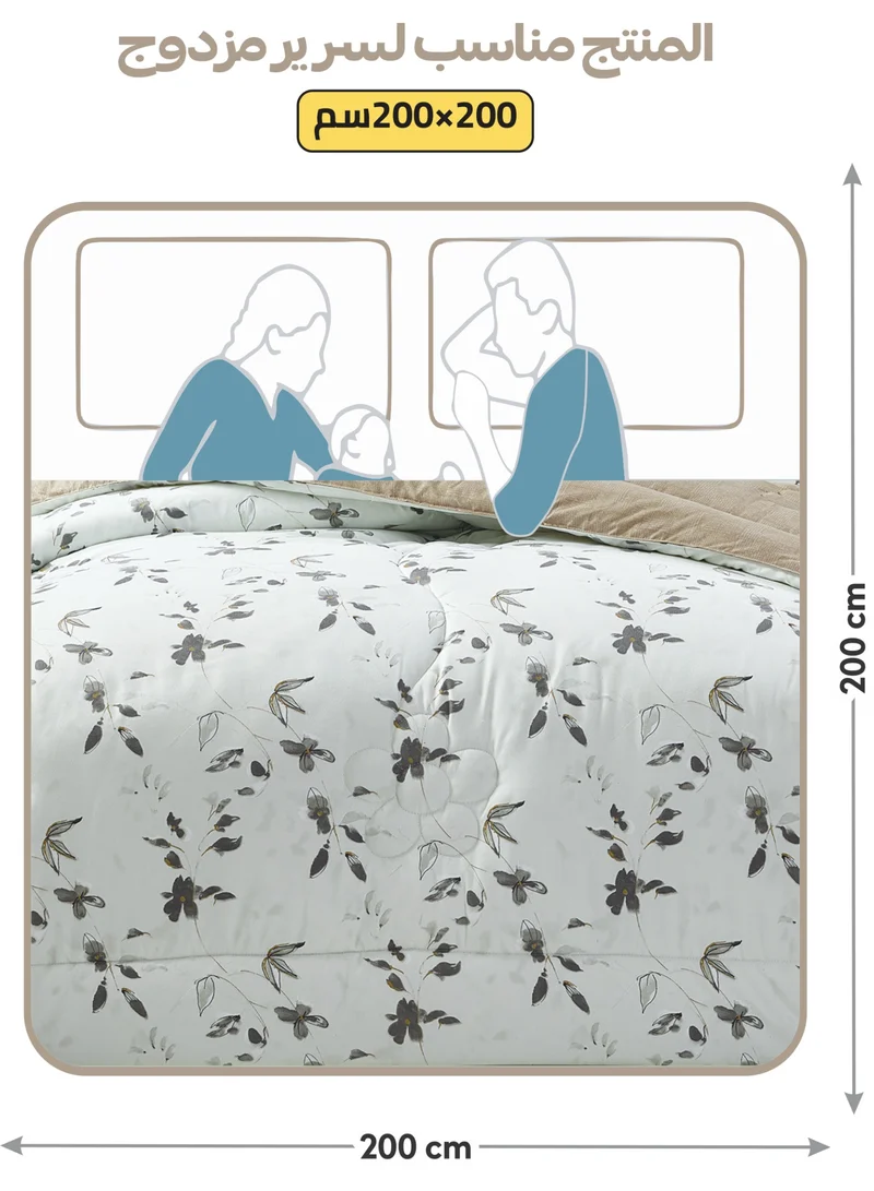 Donetella Bedding Comforter Set King Size, 6-Pcs Bed Set Fits 200x200 Cms -Printed Bedding Set-All Season- Brushed Microfiber (طقم مفرش سرير فندقي)
