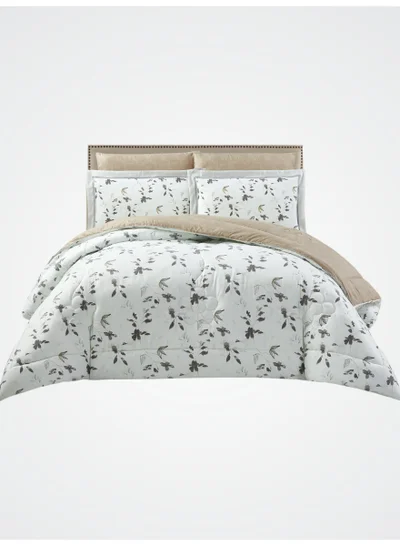 Donetella Bedding Comforter Set King Size, 6-Pcs Bed Set Fits 200x200 Cms -Printed Bedding Set-All Season- Brushed Microfiber (طقم مفرش سرير فندقي)