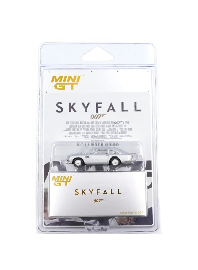 Mini GT Models سيارة موديل مصبوب MINI GT 1:64 أستون مارتن DB5 جيمس بوند 007 سكاي فال فضي ميتاليك - Image 3