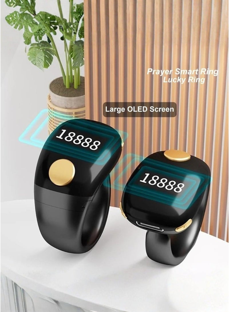 Bei Qi Tasbih Zikr Smart Ring Adjustable Digital Tasbeeh Counter with App Support, Replaceable Sizes 18/20/22mm, Bluetooth Smart Dhikr Ring, Waterproof OLED Display Muslim Prayer Counter, Electronic Rosary, Lightweight Islamic Smart Wearable – Ramadan & Eid Gift for Men & Women, Black - Image 4