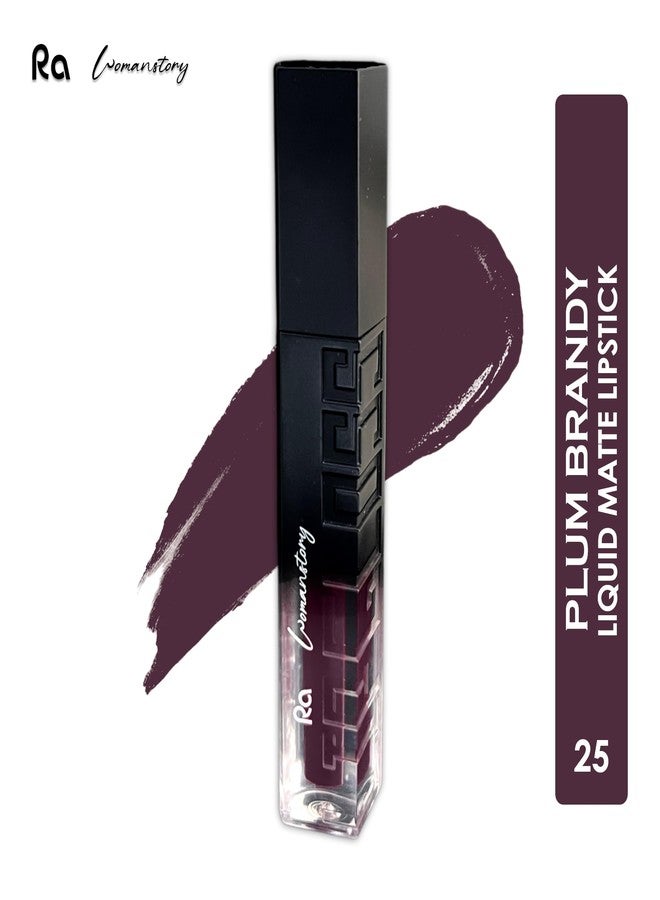 آر اي أحمر شفاه سائل مطفي من را وومان ستوري | يدوم حتى 12-15 ساعة | غني بالأصباغ | عبوة سوداء مع لون - برقوقي داكن - بنفسجي - Image 3