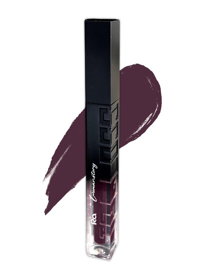 آر اي أحمر شفاه سائل مطفي من را وومان ستوري | يدوم حتى 12-15 ساعة | غني بالأصباغ | عبوة سوداء مع لون - برقوقي داكن - بنفسجي - Image 1