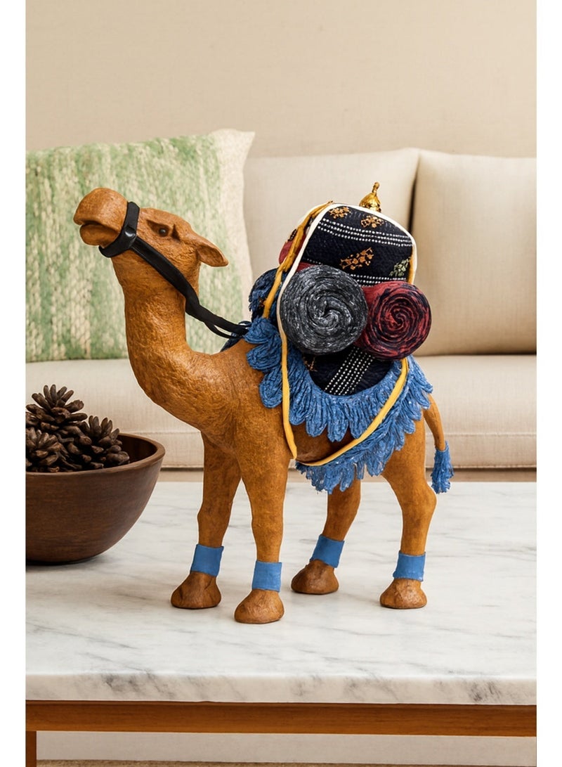 Souvenir Souq Handcrafted paper mache caravan camel (20 cm) with intricate detailing and vibrant design. Perfect for home décor, gifting, and adding a traditional Arabian touch to any space. - Image 3