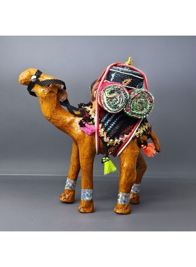 Souvenir Souq Handcrafted paper mache caravan camel (20 cm) with intricate detailing and vibrant design. Perfect for home décor, gifting, and adding a traditional Arabian touch to any space. - Image 1