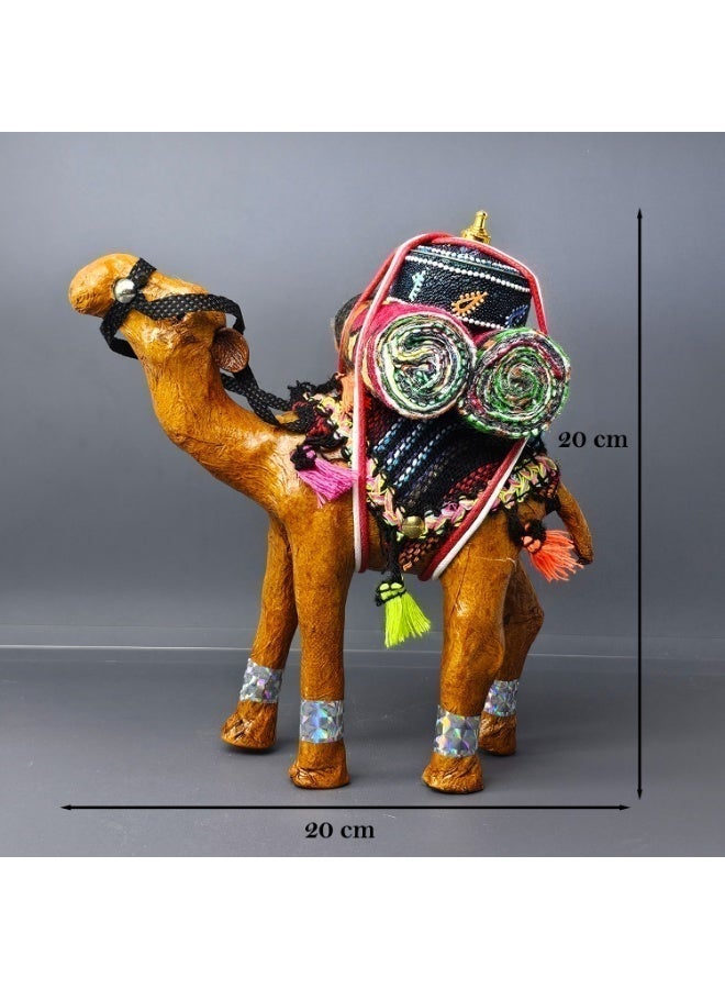 Souvenir Souq Handcrafted paper mache caravan camel (20 cm) with intricate detailing and vibrant design. Perfect for home décor, gifting, and adding a traditional Arabian touch to any space. - Image 2