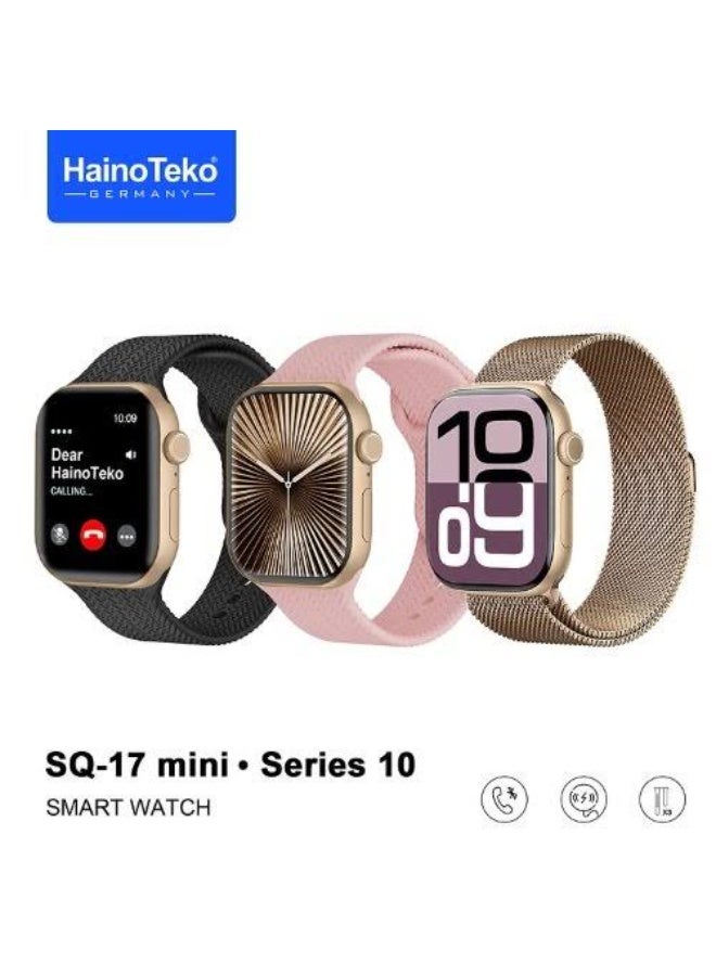 Haino Teko The Hyno-Tico SQ-17 Mini Series 10 is a smartwatch with a high-resolution AMOLED display and comes with three pairs of straps. The display is a 42mm high-resolution AMOLED screen - Image 1