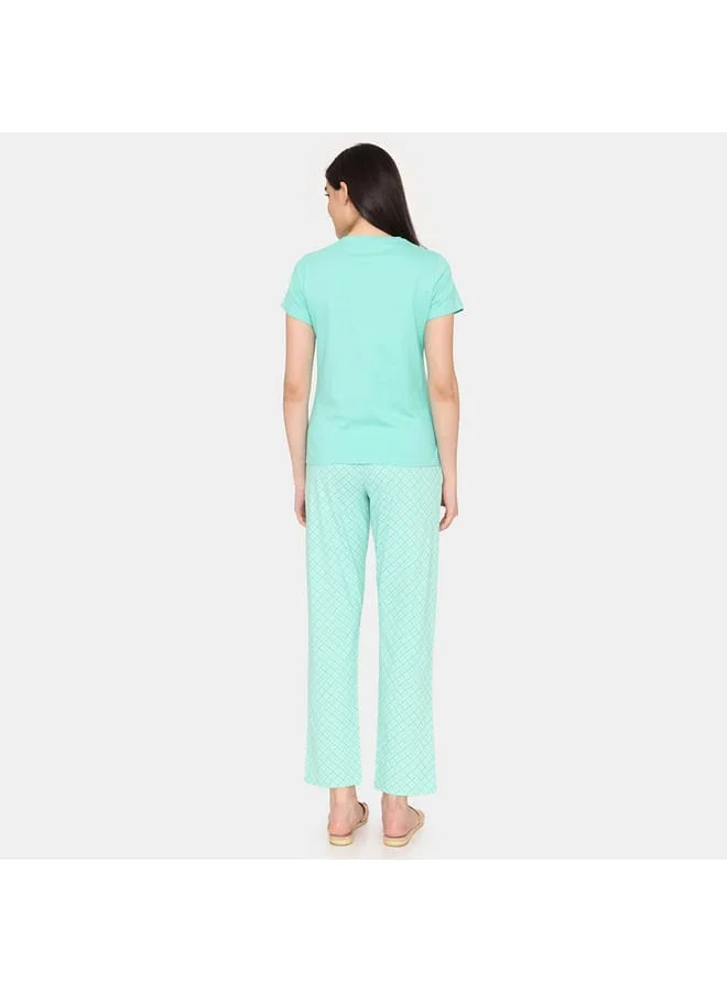 zivame Zivame Printed T-shirt and Pyjama Set