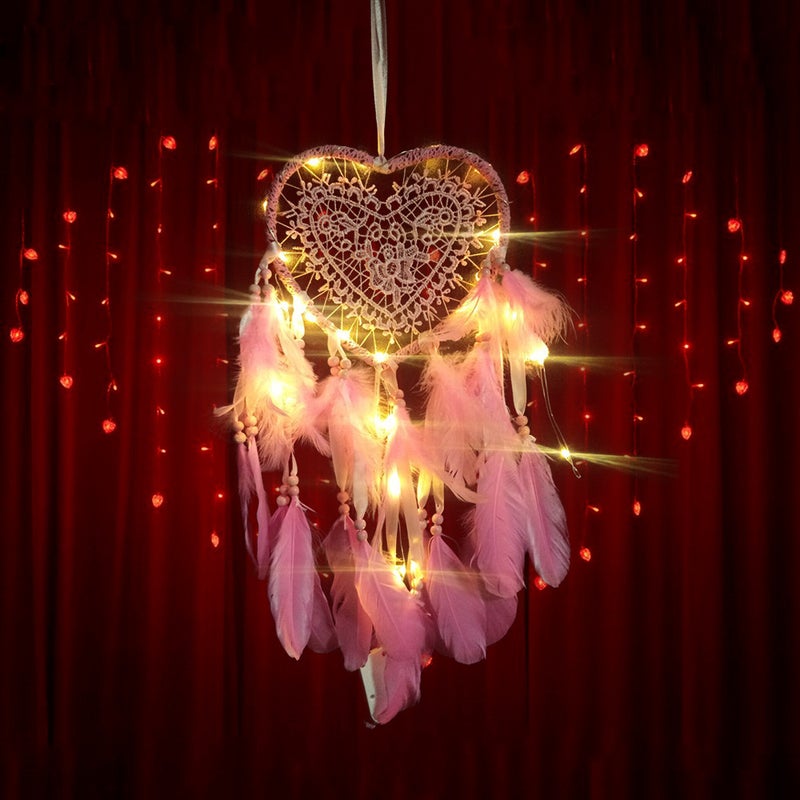 Creative Hollow Love Dream Catcher Lantern Hanging Ornaments Nordic Wedding Dream Catcher Christmas Dream Catcher Hanging Ornaments - Image 4